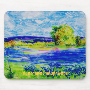 bluebonnet wildflowers mouse pad