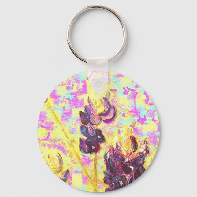 bluebonnet wildflowers upclose key ring (Front)