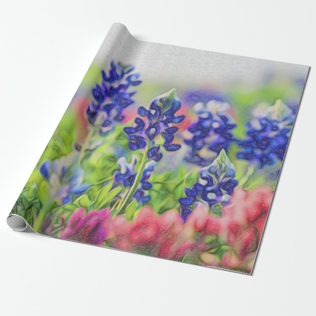 Bluebonnet Wrapping Paper (Unrolled)