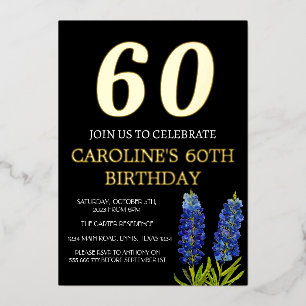 Bluebonnets 60th Birthday Blue Gold Chic Glam
