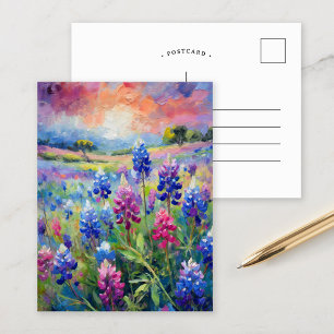 Bluebonnets Abstract Floral Art Postcard