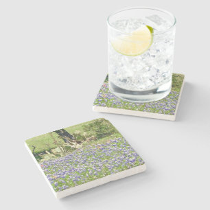 Bluebonnets And Catus Marble Stone Coasters