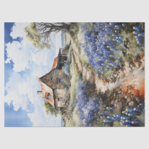 Bluebonnets and Old Barn in Texas Decoupage Tissue Paper