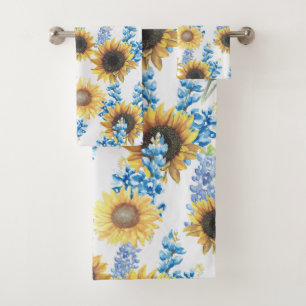Bluebonnets and Sunflowers Bath Towel Set