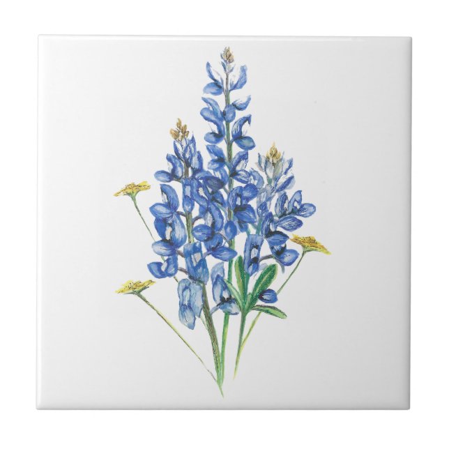 Bluebonnets and Wildflowers Ceramic Tile (Front)