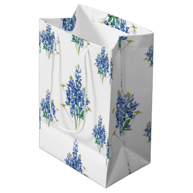Bluebonnets and Wildflowers Medium Gift Bag (Front Angled)