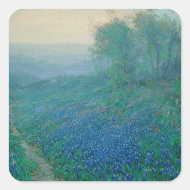 Bluebonnets at Dawn, Onderdonk Square Sticker (Front)