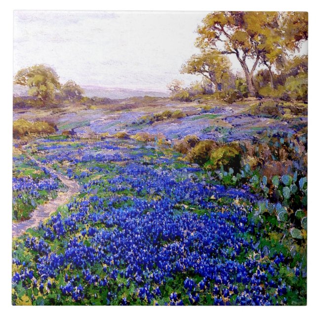 Bluebonnets at Twilight, North of San Antonio, Ceramic Tile (Front)