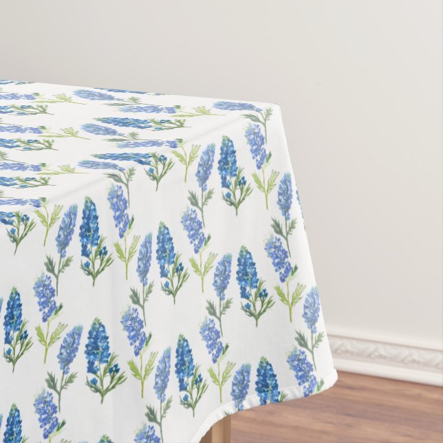 Bluebonnets Blue Elegant Modern Texas Floral  Tablecloth (In Situ)