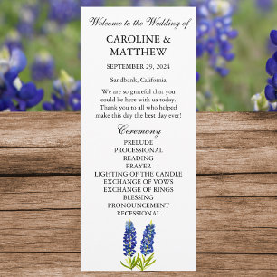 Bluebonnets Blue Floral Elegant Modern Wedding Program