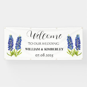 Bluebonnets Blue Floral Rustic Elegant Wedding Banner