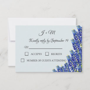 Bluebonnets Blue Floral Texas flowers Modern RSVP Card