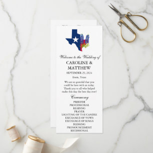 Bluebonnets Blue Floral Texas Modern Wedding Program
