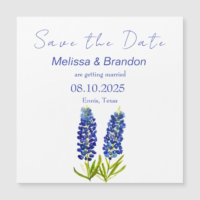 Bluebonnets Blue Floral Texas Rustic Wedding  (Front)