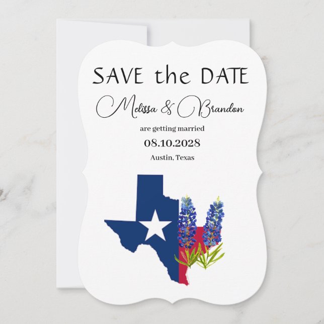 Bluebonnets Blue Floral Texas Rustic Wedding  Invitation (Front)