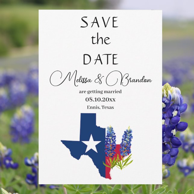 Bluebonnets Blue Floral Texas Rustic Wedding  Invitation (Creator Uploaded)