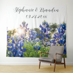 Bluebonnets Blue Floral Texas Wedding Photo Booth Tapestry