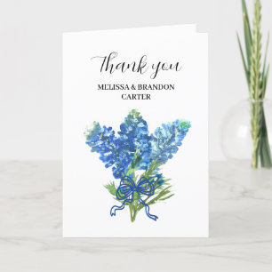 Bluebonnets Blue Floral Texas Wedding Thank you Card