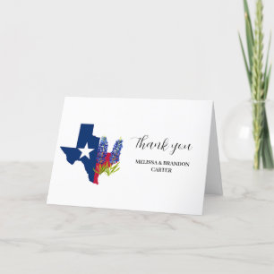Bluebonnets Blue Floral Texas Wedding Thank you  Card