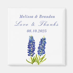 Bluebonnets Blue Floral Texas Wedding Thank you  Magnet
