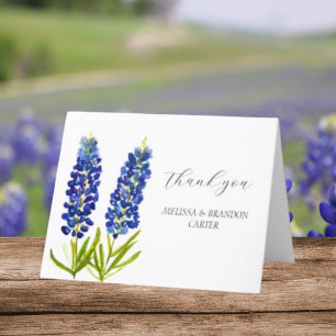 Bluebonnets Blue Floral Wedding Thank you
