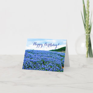 Bluebonnets Blue Flowers Texas Birthday Floral Thank You Card