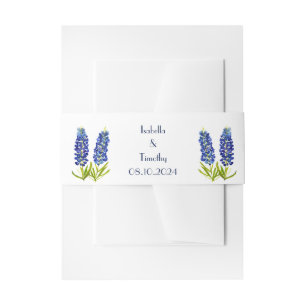 Bluebonnets Blue Flowers Texas Elegant Wedding Invitation Belly Band