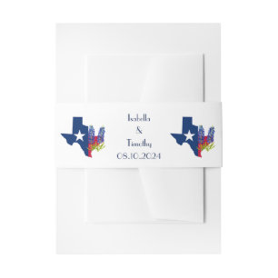 Bluebonnets Blue Flowers Texas Elegant Wedding Invitation Belly Band