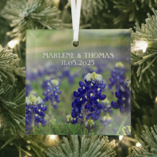 Bluebonnets Blue Flowers Texas Floral Wedding Glass Tree Decoration