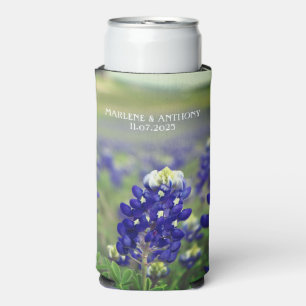 Bluebonnets Blue Flowers Texas Floral Wedding Seltzer Can Cooler
