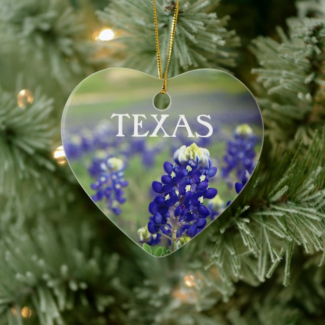 Bluebonnets Blue Flowers Texas Texan Floral Ceramic Ornament (Tree)