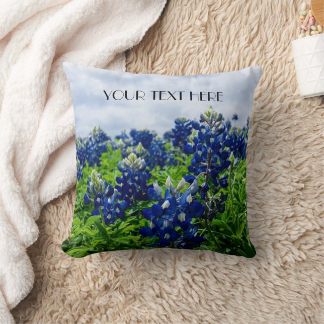 Bluebonnets Blue Flowers Texas texan Floral Cushion (Blanket)
