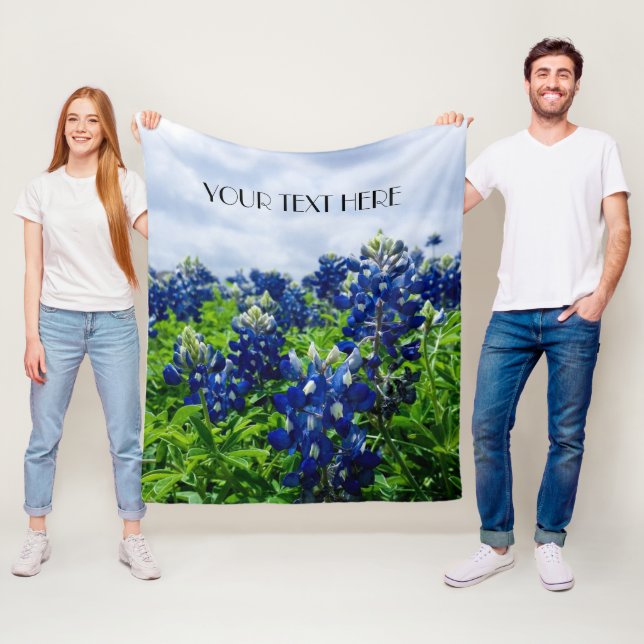 Bluebonnets Blue Flowers Texas texan Floral Fleece Blanket (In Situ)