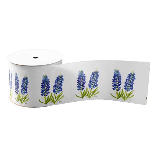 Bluebonnets Blue Flowers Texas Texan Floral Grosgrain Ribbon (Spool)