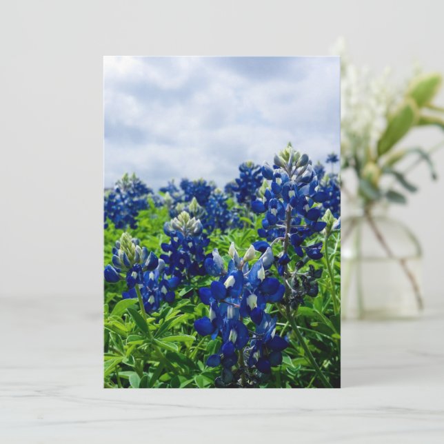 Bluebonnets Blue Flowers Texas Texan Floral Holiday Card (Standing Front)