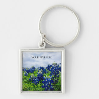 Bluebonnets Blue Flowers Texas texan Floral Key Ring