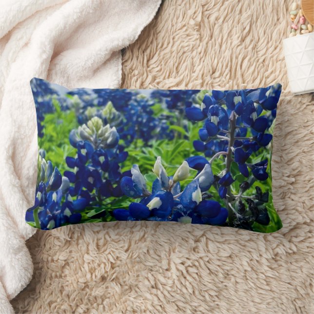 Bluebonnets Blue Flowers Texas texan Floral Lumbar Cushion (Blanket)
