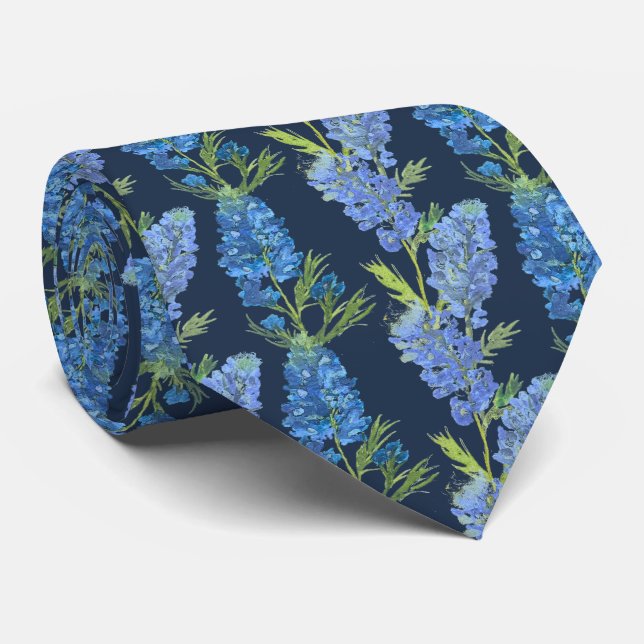 Bluebonnets Blue Flowers Texas Texan Floral  Tie (Rolled)