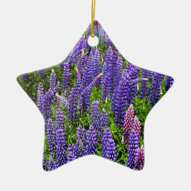 Bluebonnets Blue Flowers Texas Texan Lupine Ceramic Ornament (Front)