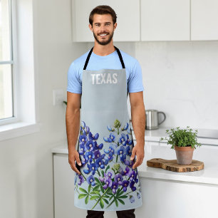 Bluebonnets Blue Flowers Texas Texan State Floral  Apron