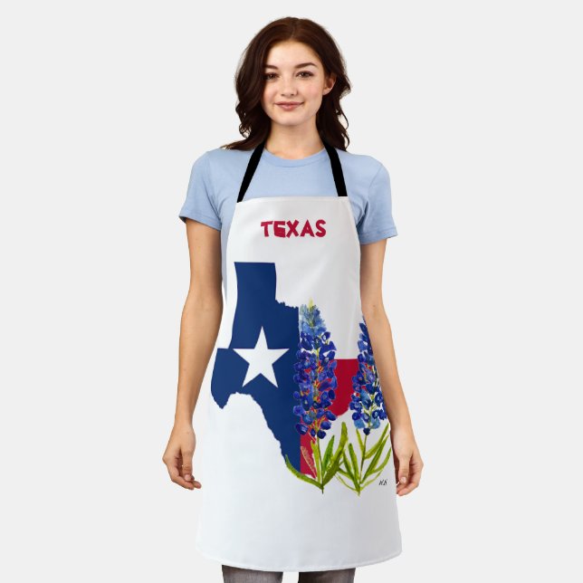 Bluebonnets Blue Flowers Texas Texan State Floral  Apron (Worn)