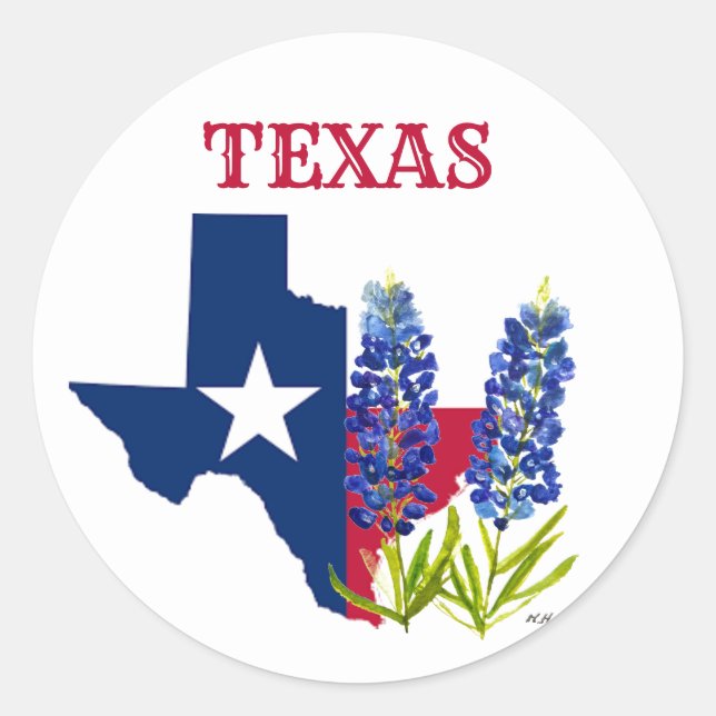 Bluebonnets Blue Flowers Texas Texan State Floral Classic Round Sticker (Front)