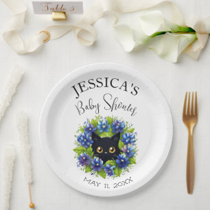 Bluebonnets Cat Flowers Texas Baby Shower Boy Paper Plate