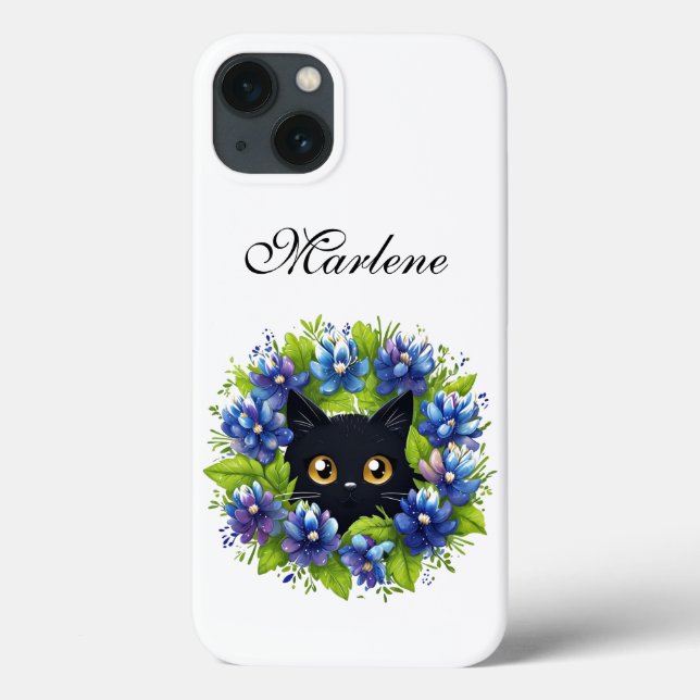 Bluebonnets Cute Cat Texas Flower Floral Pattern Case-Mate iPhone Case (Back)