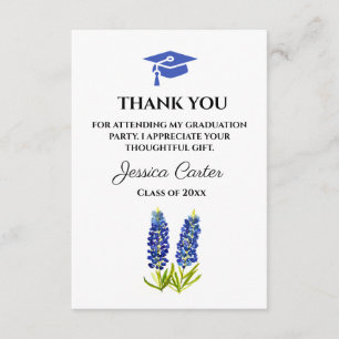 Bluebonnets Floral Graduation Thank you Enclosure Card
