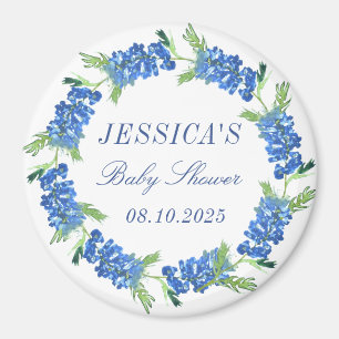 Bluebonnets Floral Monogram Wedding Baby Shower Magnet