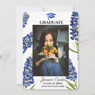 Bluebonnets Floral Texas Graduation Announcement