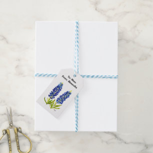 Bluebonnets Flowers Blue Floral Watercolor Elegant Gift Tags
