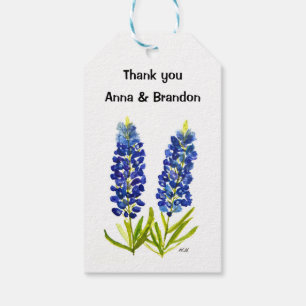 Bluebonnets Flowers Blue Floral Watercolor Wedding Gift Tags