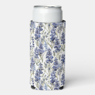 Bluebonnets Flowers Blue Watercolor Wildflowers Seltzer Can Cooler